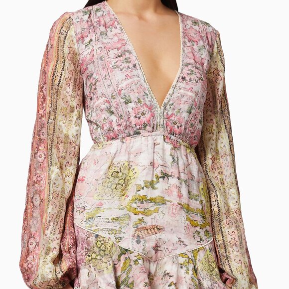 Hemant & Nandita Maya Cotton Paisley Short Mini Ruffle Dress Sz L - Picture 4 of 4